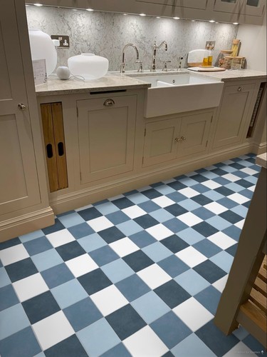 Blue white checkerboard - &,